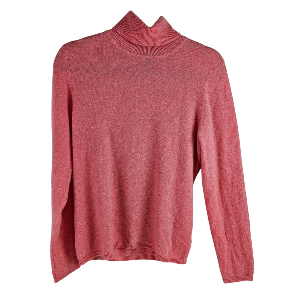 Charter Club Pink 100% Cashmere Turtleneck Sweater L 2-Ply Knit Luxury